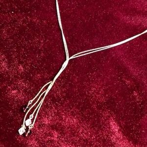 Silver Lariat Y Necklace with Dangle Beads